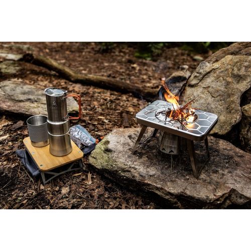  nCamp Portable Camping Coffee Maker, Compact Espresso Style, Stainless Steel Stovetop Cafe Gear for Camping Backpacking Hiking Outdoor Cooking Camp Chef Stove