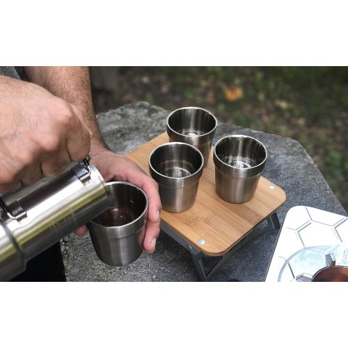  NCamp nCamp Camping Coffee Kit, Espresso Style, Includes Coffee Maker, Stainless Steel Water Bottle, and 4 Pack of Coffee Cups, Made for Backpacking, Hiking, Camp, Picnic, Tailgating