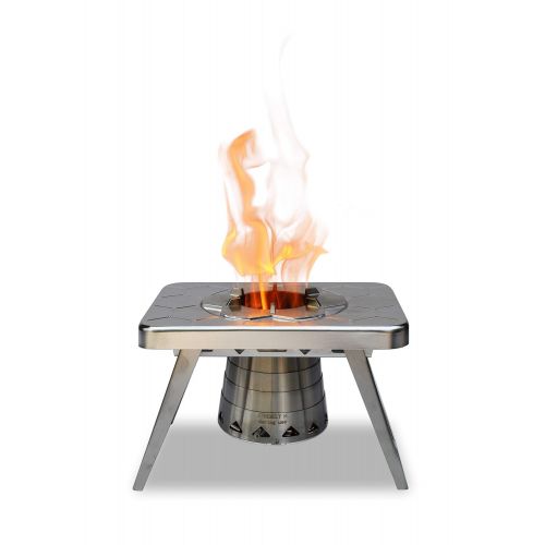  NCamp nCamp Kitchen to Go Original, Portable Compact Wood Burning Camping Stove, Elevated Bamboo Cutting Board Prep Surface Combo, Espresso Style Camping Coffee Maker, Fire Starter Stick