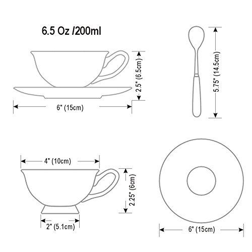  NDHT Bone China 4 Sets Coffee Cups and 6.7 Ceramic Teapot Coffee Pot with Lid,Blue,with a Bracket