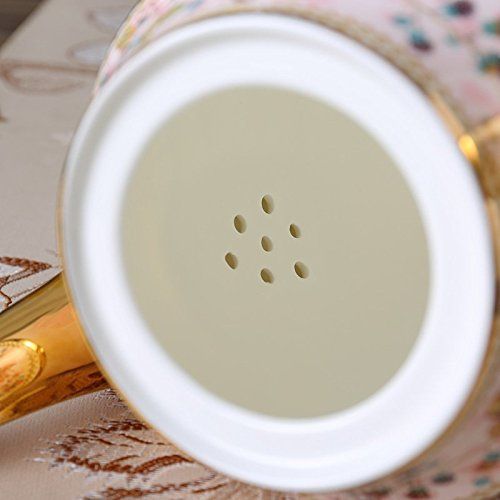  NDHT Bone China 9.5 Ceramic Teapot Coffee Pot with Lid,Pink Bird,1000ml,25X25X9 cm,with gift box