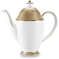 NDHT Bone China 9.5 Ceramic Teapot Coffee Pot with Lid,Elegant Gold,1400ml,24×12×23.5cm,Golden