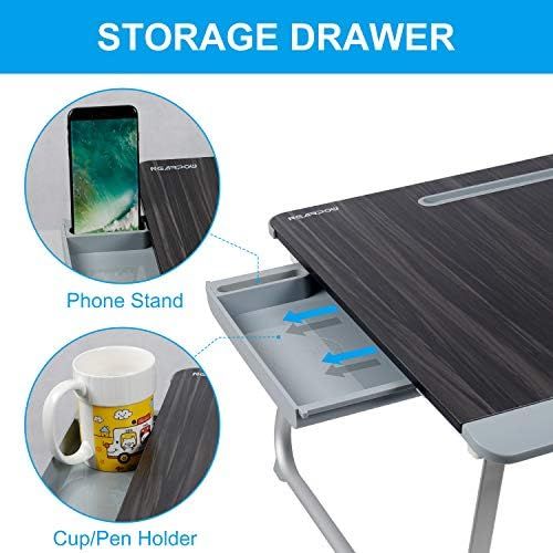  [아마존베스트]NEARPOW Laptop Bed Table, XXL Bed Trays for Eating, Laptops, Writing, Study and Drawing- Laptop Desk for Bed, Sofa and Couch- Folding Laptop Standwith Portable Book Stand and Drawer Storag