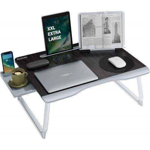  [아마존베스트]NEARPOW Laptop Bed Table, XXL Bed Trays for Eating, Laptops, Writing, Study and Drawing- Laptop Desk for Bed, Sofa and Couch- Folding Laptop Standwith Portable Book Stand and Drawer Storag