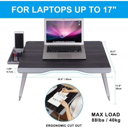  [아마존베스트]NEARPOW Laptop Bed Table, XXL Bed Trays for Eating, Laptops, Writing, Study and Drawing- Laptop Desk for Bed, Sofa and Couch- Folding Laptop Standwith Portable Book Stand and Drawer Storag