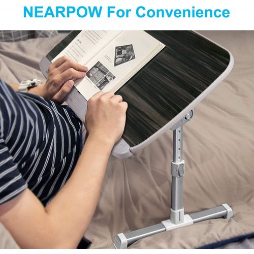  [아마존베스트]NEARPOW Laptop Desk for Bed, Larger Size Bed Table Laptop Bed Tray, Height and Angle Adjustable Computer Standing Desk Lap Desk with Foldable Legs for Reading and Writing in Bed, S