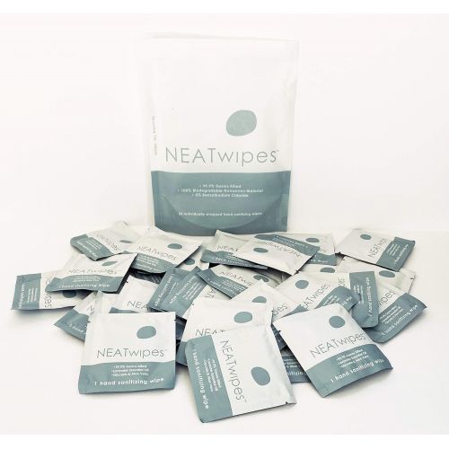  NEATSHEETS NEATwipes Hand Sanitizing Wipes, Lavender Essential Oil Disposable, Biodegradable Soothing Aloe & Glycerin 99.9% Effective Against Germs On-The-Go 24 Individually Wrapped Wipes per