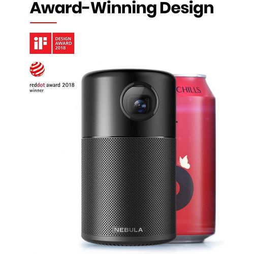 앤커 NEBULA Anker Capsule, Smart Wi-Fi Mini Projector, Black, 100 ANSI Lumen Portable Projector, 360° Speaker, Movie Projector, 100 Inch Picture, 4-Hour Video Playtime, Neat Projector,