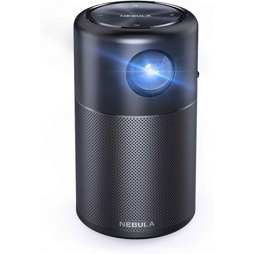 앤커 NEBULA Anker Capsule, Smart Wi-Fi Mini Projector, Black, 100 ANSI Lumen Portable Projector, 360° Speaker, Movie Projector, 100 Inch Picture, 4-Hour Video Playtime, Neat Projector,