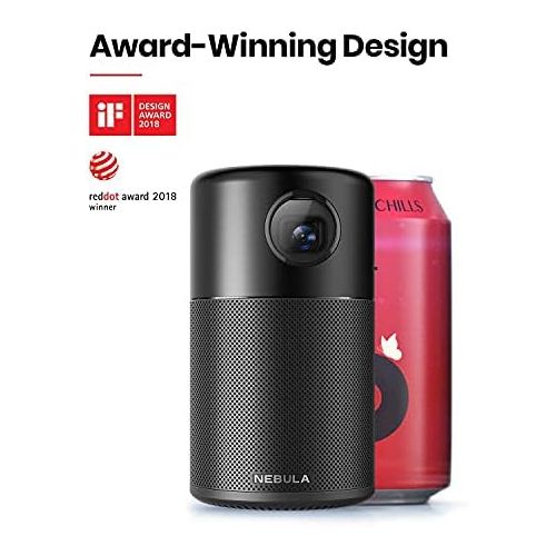 앤커 Anker Nebula Capsule, Smart Wi-Fi Mini Projector, Black, 100 ANSI Lumen Portable Projector, 360° Speaker, Movie Projector, 100 Inch Picture, 4-Hour Video Playtime, Neat Projector,