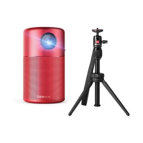  Anker Nebula Capsule Smart Wi-Fi Mini Projector，Red, 100 ANSI Lumen Portable Projector，with Capsule Series Adjustable Tripod Stand