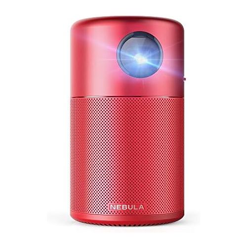 앤커 NEBULA Capsule, by Anker, Smart Wi-Fi Mini Projector, Red, 100 ANSI Lumen Portable Projector, 360° Speaker, Movie Projector, 100 Inch Picture, 4-Hour Video Playtime, Outdoor Projec