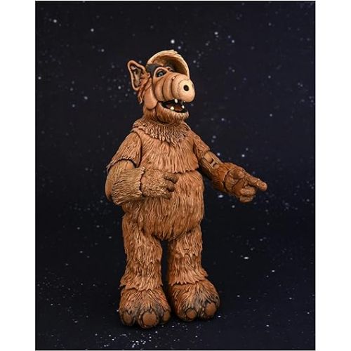 네카 NECA Alf Ultimate 7-Inch Scale Action Figure with Interchangeable Hands, Photo Frame, Canned Beverage, Annoyed Cat on a Bun, Bowl of Popcorn, Loud Hawaiian Shirt, Sunglasses, and Radio