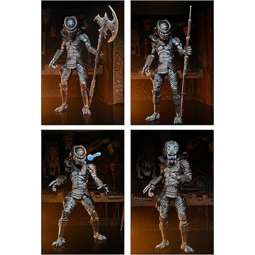 네카 NECA Predator 2 Ultimate Warrior 7-Inch Scale Action Figure (30th Anniversary Collection) with Alternate Unmasked Head and Accessories