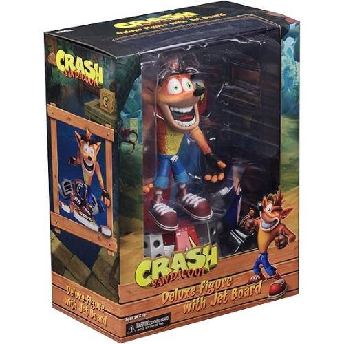 네카 NECA Crash Bandicoot - 7” Scale Action Figure - Deluxe Crash with Jet Board