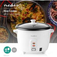 [아마존베스트]Nedis - Rice Cooker - 400 Watt - 1.0 Litre Capacity - Automatic Warming Level - Steamer Insert - Cup Included - White