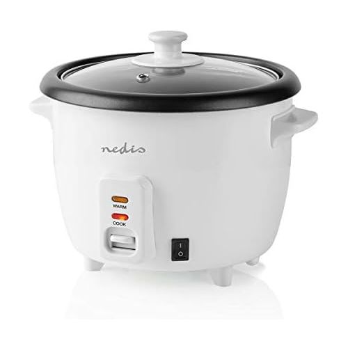  [아마존베스트]Nedis - Rice Cooker - 400 Watt - 1.0 Litre Capacity - Automatic Warming Level - Steamer Insert - Cup Included - White