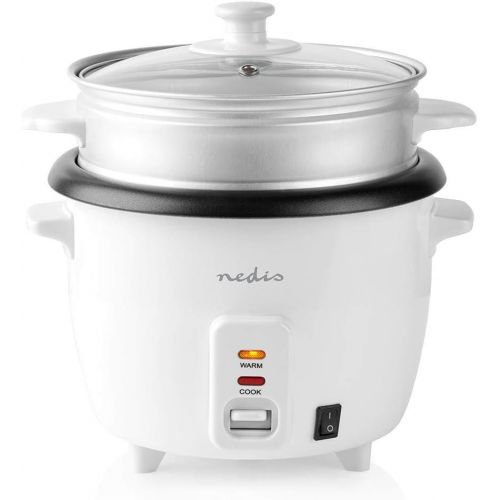  [아마존베스트]Nedis - Rice Cooker - 400 Watt - 1.0 Litre Capacity - Automatic Warming Level - Steamer Insert - Cup Included - White