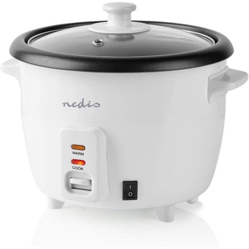  [아마존베스트]Nedis - Rice Cooker - 400 Watt - 1.0 Litre Capacity - Automatic Warming Level - Steamer Insert - Cup Included - White