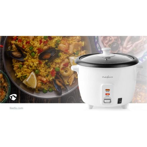  [아마존베스트]Nedis - Rice Cooker - 400 Watt - 1.0 Litre Capacity - Automatic Warming Level - Steamer Insert - Cup Included - White