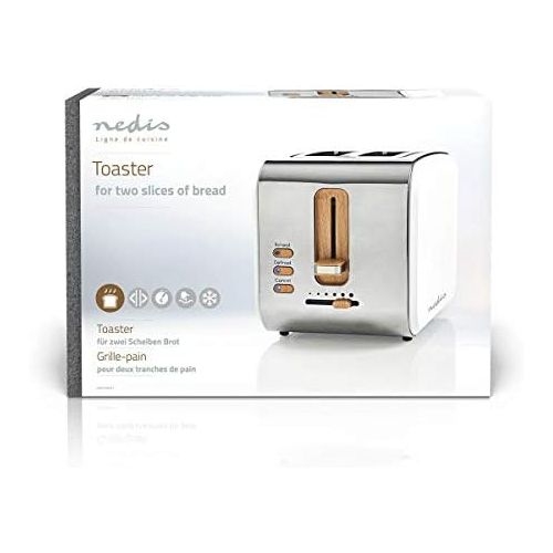  [아마존베스트]Nedis - Toaster - 2 wide openings - soft touch - 6 different levels - defrosting and warming function - crumb drawer - auto shut-off - demolition function - soft touch surface - 90