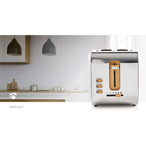  [아마존베스트]Nedis - Toaster - 2 wide openings - soft touch - 6 different levels - defrosting and warming function - crumb drawer - auto shut-off - demolition function - soft touch surface - 90