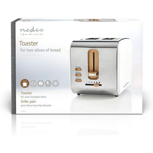  [아마존베스트]Nedis - Toaster - 2 wide openings - soft touch - 6 different levels - defrosting and warming function - crumb drawer - auto shut-off - demolition function - soft touch surface - 90