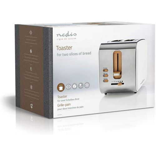  [아마존베스트]Nedis - Toaster - 2 wide openings - soft touch - 6 different levels - defrosting and warming function - crumb drawer - auto shut-off - demolition function - soft touch surface - 90