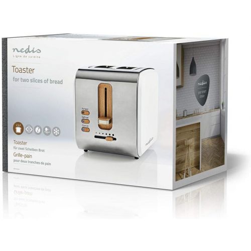  [아마존베스트]Nedis - Toaster - 2 wide openings - soft touch - 6 different levels - defrosting and warming function - crumb drawer - auto shut-off - demolition function - soft touch surface - 90