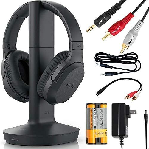  Sony Wireless Headphones for TV Watching (WHRF400R) with Transmitter Dock (TMRRF400)  6-ft 3.5mm Stereo + NeeGo RCA Plug Y-Adapter for TV