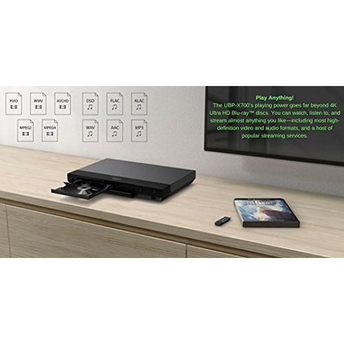  [아마존베스트]NEEGO Sony UBP-X700 Streaming 4K Ultra HD 3D Hi-Res Audio Wi-Fi and Bluetooth Built-in Blu-ray Player with A 4K HDMI Cable and Remote Control- Black