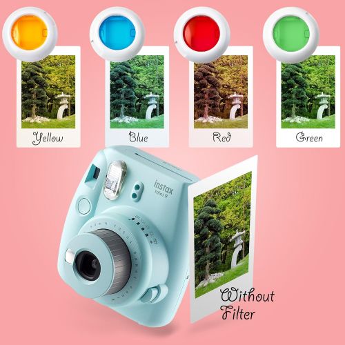  NEEGO NeeGo Instax Mini 9 Instant Camera Bundle  Deluxe Kit with Camera, Matching Case & 9 Fun Film Packs100 Exposures for Instant Creative Photos-Ice Blue
