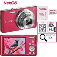 NEEGO Sony DSCW830 20.1 MP Digital Camera with 2.7-Inch LCD + A NeeGo 32GB Micro SD Card (Pink)