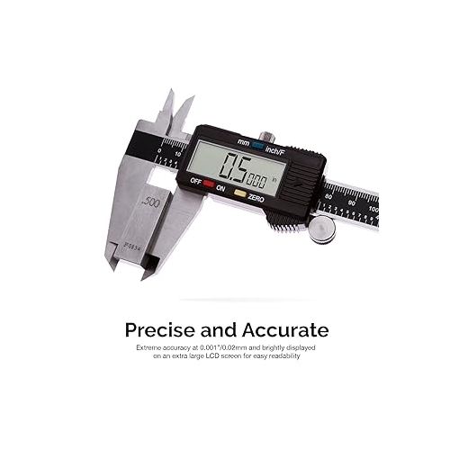  NEIKO 01407A Electronic Digital Caliper Measuring Tool, 0 - 6 Inches Stainless Steel Construction with Large LCD Screen Quick Change Button for Inch Fraction Millimeter Conversions