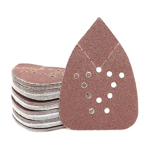  NEIKO 11272A 50pc Hook & Loop Mouse Sandpaper Assortment 60, 80, 120, 150, 220 Grit Sanding Pads for Mouse Sander, Mouse Sander Sandpaper, Triangle Sanding Pads, Mouse Sander Pads, Mouse Sander Paper