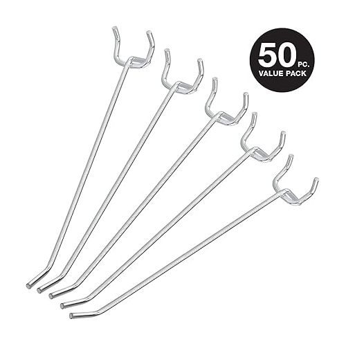  Neiko 53102A 6” Pegboard Hook Organizer Kit, 50 Pack, Hanging Hooks Set for Garage Organization, Great for Wall Hanging and Shelving, Tool Storage, Craft Organizing