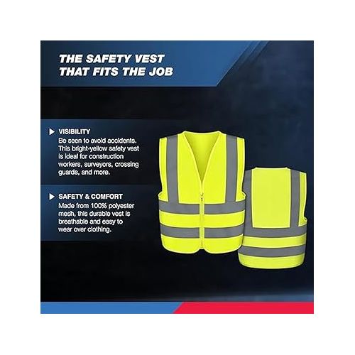  Neiko 53965A High Visibility Safety Vest with 2 Pockets, ANSI/ISEA Standard, Color Neon, 3XL, Yellow