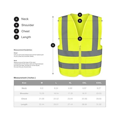  Neiko 53965A High Visibility Safety Vest with 2 Pockets, ANSI/ISEA Standard, Color Neon, 3XL, Yellow