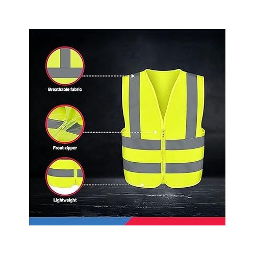  NEIKO High-Visibility Safety Vest with Reflective Strips for Emergency, Construction, and Safety Use