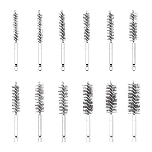  NEIKO 00325A Wire Brush Drill Attachments with 1/4-Inch Hex Shank, SAE and MM Brushes Assortment, Mountable on Power Drill or Die Grinder, 38-Piece Set