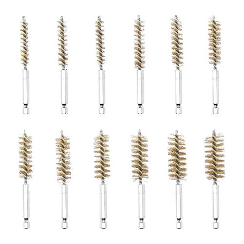  NEIKO 00325A Wire Brush Drill Attachments with 1/4-Inch Hex Shank, SAE and MM Brushes Assortment, Mountable on Power Drill or Die Grinder, 38-Piece Set