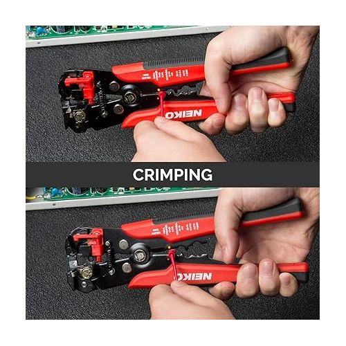  NEIKO 01924A 3-in-1 Automatic Wire Stripper, Cutter, and Crimping Tool, Auto Self-Adjusting Pliers that Cut up to 10 AWG