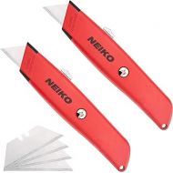 NEIKO 00679A Safety Box Cutter, Retractable Utility Knife, 2 Pack, 3 Extra Razor Blade Refills with Every Cardboard Box Knife, Razor Knife, Carpet Cutter, Self Lock Box Opener, Hobby Knife