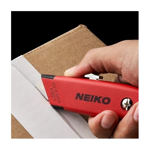  NEIKO 00679A Safety Box Cutter, Retractable Utility Knife, 2 Pack, 3 Extra Razor Blade Refills with Every Cardboard Box Knife, Razor Knife, Carpet Cutter, Self Lock Box Opener, Hobby Knife