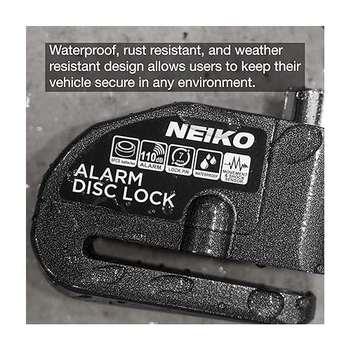  NEIKO 52908A Motorcycle Locks Anti Theft with Alarm, Motorcycle Disc Lock with Alarm, Disk Lock Anti-Theft Motion Sensor, Security Lock Brake, Universal Alarm Lock for Motorcycles, Bicycles & More