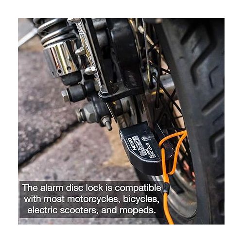  NEIKO 52908A Motorcycle Locks Anti Theft with Alarm, Motorcycle Disc Lock with Alarm, Disk Lock Anti-Theft Motion Sensor, Security Lock Brake, Universal Alarm Lock for Motorcycles, Bicycles & More