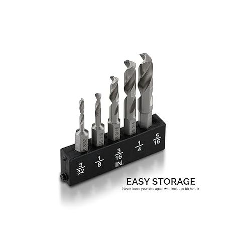  NEIKO 11402A Stubby Drill Bit Set for Metal, 5 Piece 1/4