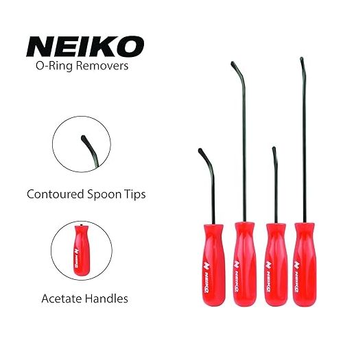  NEIKO 20758A O-Ring Pick Set, 4 Piece Automotive Pick Set, Seal Puller Pick and Hook Set for O-Rings