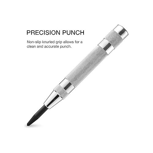  NEIKO 02639A 6-Inch Automatic Center Hole Punch with Adjustable One-Handed Spring Impact, Chrome-Plated Shank, and Premium S2 Steel Tip