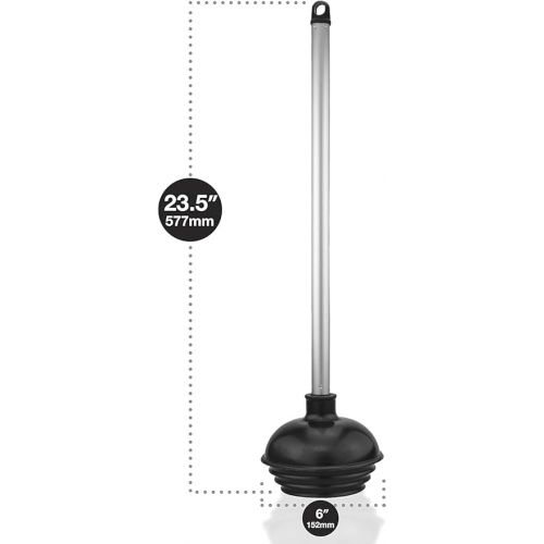  NEIKO 60166A Toilet Plunger with Patented All-Angle Design, Heavy-Duty Toilet Bowl Plunger with Aluminum Handle, Bathroom Necessity , Black, 1-Pack